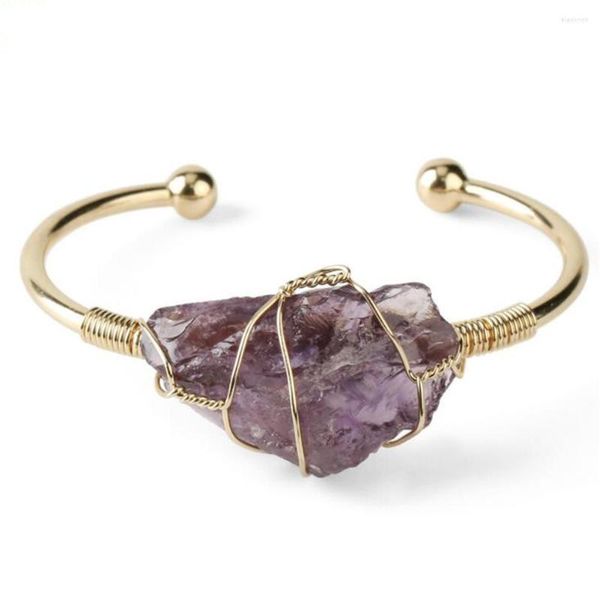 Braccialetti di pietra naturale di modo 6pcs/Lot del braccialetto per le donne Apri il braccialetto di cristallo con la grande bobina irregolare