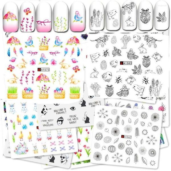 Nail Art Kits 48 Blatt Wasserzeichen Blumen und Pflanzen Lilie Sonnenblume Lavendel Natur Serie Wassertransfer DIY Aufkleber