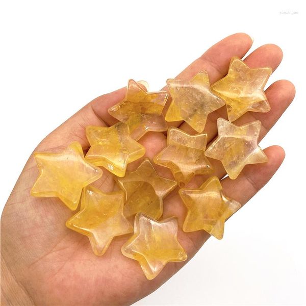 Figurine decorative Bellissimi cristalli di quarzo giallo fuoco naturale da 1/2 pezzi Pietra preziosa curativa per ornamenti in pietra a forma di stella