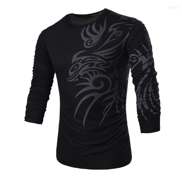 Camisetas masculinas de moda chinesa totens de impressão de t-shirt masculino slim fit