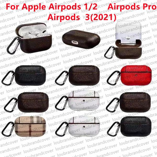 Fall für AirPods Case Headset Accessoires Airpods Pro 3. 2. Air Pod Pros Hülle Designer Leder Original Monogramm -Druck -Kopfhörer -Ladungsboxhaken