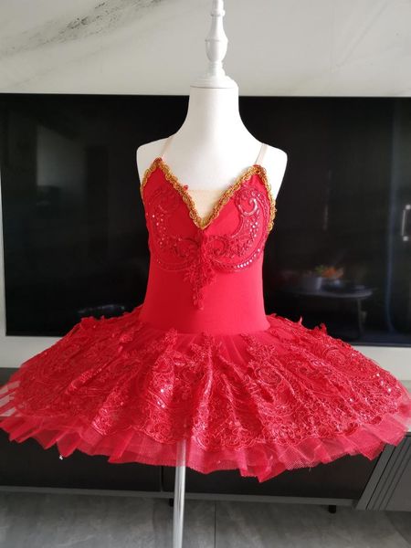 Bühnenkleidung Rot Rosa Schwanensee Kostüme Ballett Tutu Rock für Ballerina Kleid Professionelles Kind Kinder Mädchen