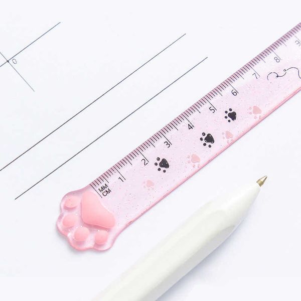 1 Pcs Cute Kitty Cat Paw di Lytwtw Righello dritto Kawaii Cancelleria Disegno divertente Regalo Coreano Ufficio Scuola Misurazione