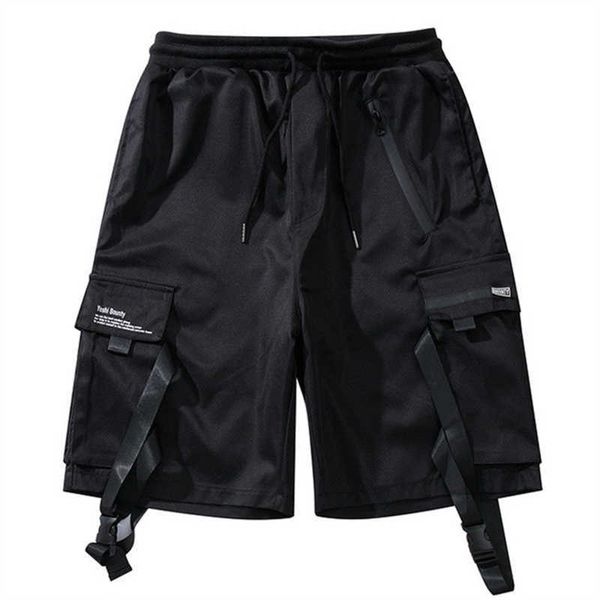 Herren Shorts 2022 Sommer Techwear Multi Pocket Ribbon Cargo Shorts Harajuku Streetwear Jogginghose Männer Mode Hip Hop Baggy Kurze Jogger G230316