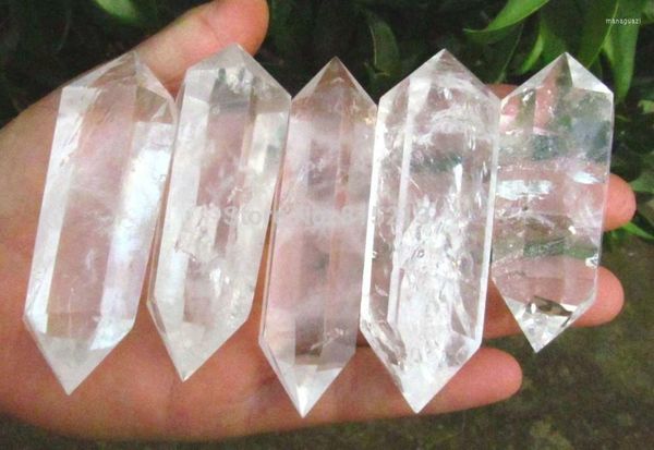 Estatuetas decorativas ddh00975 5pcs Natural Clear Quartz Crystal DT Wand Point Healing