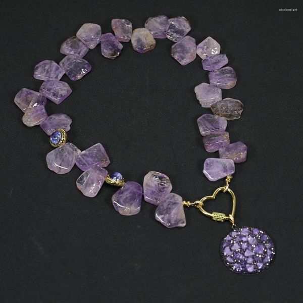 Collane con ciondolo Gioielli GuaiGuai Collana con ametista in vero vetro di Murano viola Nero CZ Ametiste pavimentate Regali di moda per signora