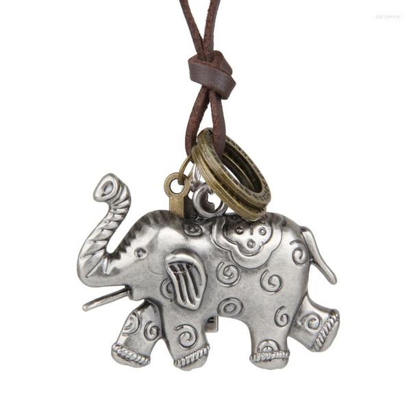 Colares pendentes niuyitid vintage Tailândia colar de corrente de elefante masculino jóias de couro jóias de couro ajustável
