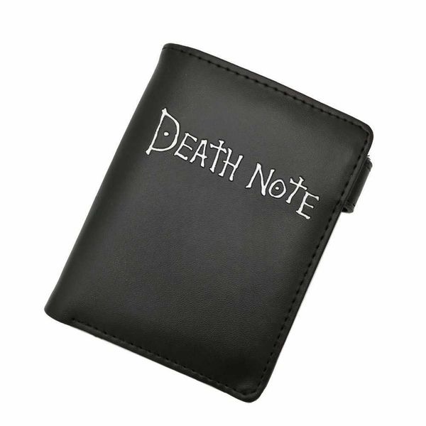 Geldbörsen Death Note Anime Schwarz Leder Geldbörse Herren Damen Karten- und Fotohalter Geldbörse Kurzes Design Münzbörse für Cosplay Geschenk L230303