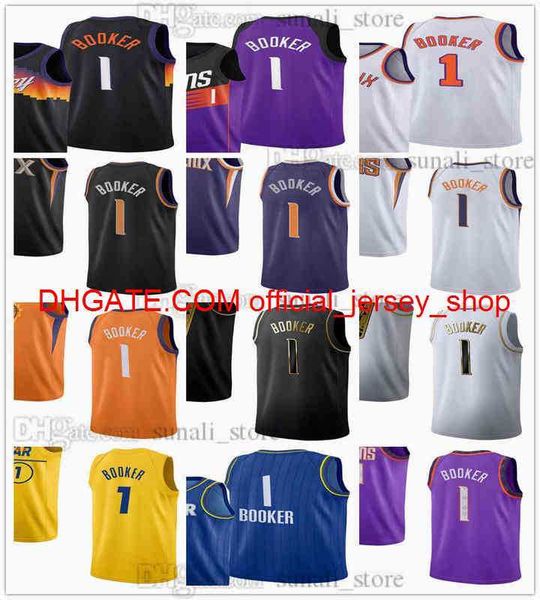 2021 баскетбольные майки Devin 1 Booker City Black Purple заработанный белый оранжевый цвет дышащий спорт, мужчина, детская молодежь