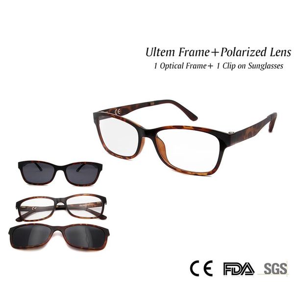 Montature per occhiali da sole Moda Occhiali da vista unisex Ultem Light Montatura flessibile con magneti polarizzati Clip su occhiali miopia Oculos