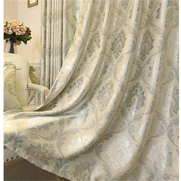 Tenda Tende jacquard di lusso europee per soggiorno Tende beige Pannello per finestre Camera da letto ad alta ombreggiatura