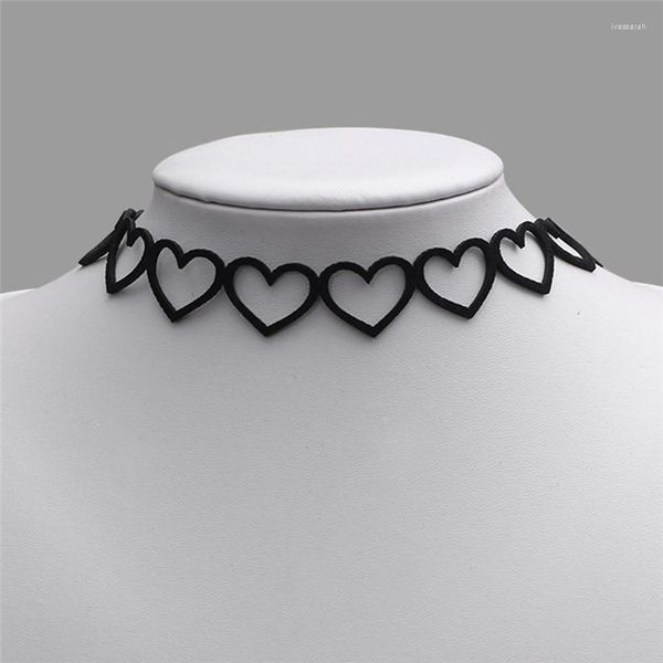 Choker Hollow Out Love Heart Chokers черный бархатный колье Maxi Cocker тату