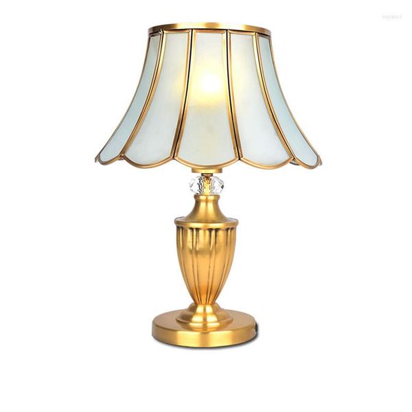 Настольные лампы модная медная лампа для спальни спальня Краткая кровать в американском стиле латун