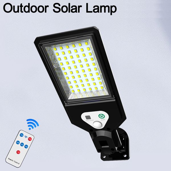 Luzes solares LED externo LED LED sensor de movimento movimentado Lâmpada de parede IP67 Controle remoto à prova d'água Luz de segurança durável fora do jardim da parede varandas