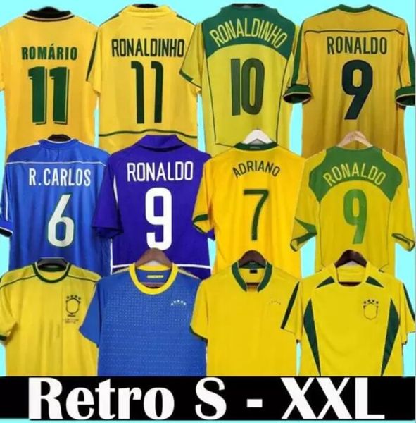 Brasils Retro Soccer Jerseys 1970 1978 1998 2002 2004 Romario Ronaldinho Camisa de Futebol 1994 Brazils 2006 1982 Rivaldo Adriano Joelinton Camisas de futebol