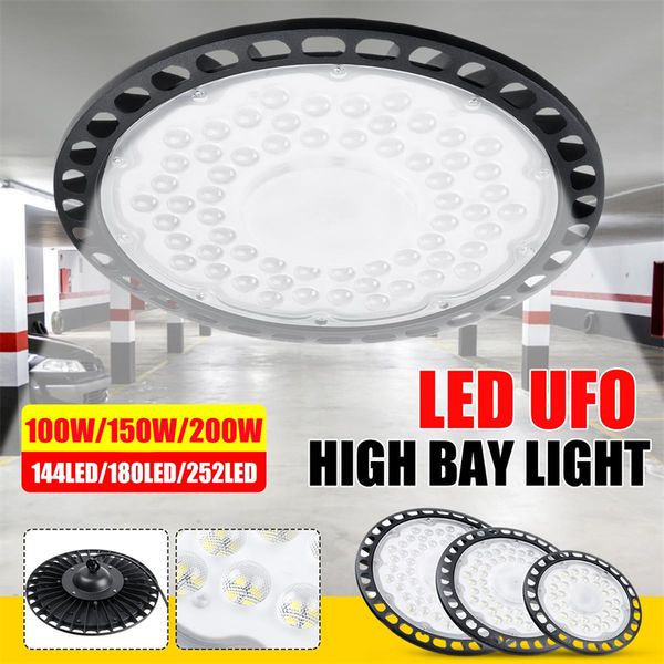 UFO super brilhante LED High Bay Lights AC85-265V 100W 150W 200W Lighting Industrial Industrial Lighting Market Workshop Lâmpada de garagem