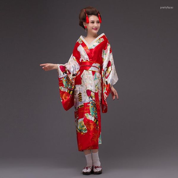 Ethnische Kleidung 2023 Japan Kimono Frauen Geisha Abendkleid Vintage Original Tradition Seide Yukata mit Obi Sexy Kostüme 8 Farben