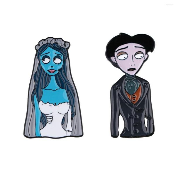 Broschen MD3085 Cartoon Paar Charakter Sammlung Revers Pins Emaille Pin Für Kleidung Abzeichen Auf Rucksack Cosplay Halloween Schmuck Geschenke