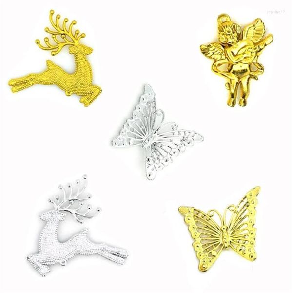 Decorações de Natal 6pcs/Pack Angel Butterfly Elk Pinging Baubles