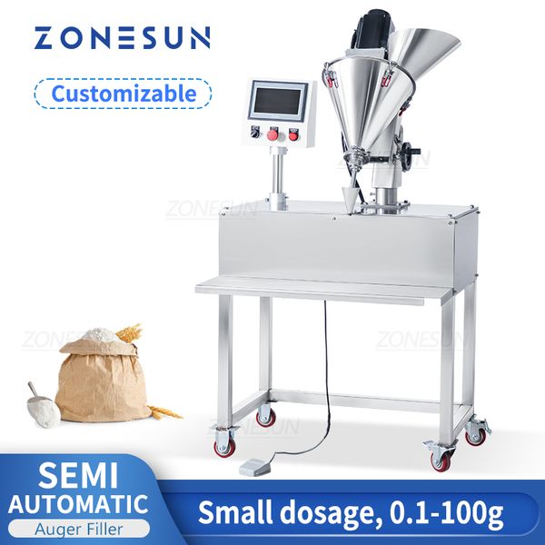 Zonesun Ouer Filling Machine Маленькая дозировка пищевых порошков пеллеты сахарные пластиковые гранулы добыча добыча zs-fm100p