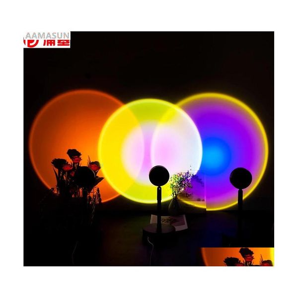 2016 Night Lights Rainbow Sunset Lamp Atmosphere Led Light Home Coffe Shop Фоно оформление стены Colorf Drop Delive Light Dhgqm