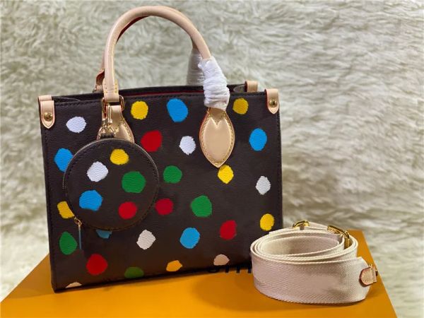 Designer luxo luis bolsas totes x yayoi kusama 2023 x yk onthego m46380 nova bolsa de bolsa de melhor qualidade