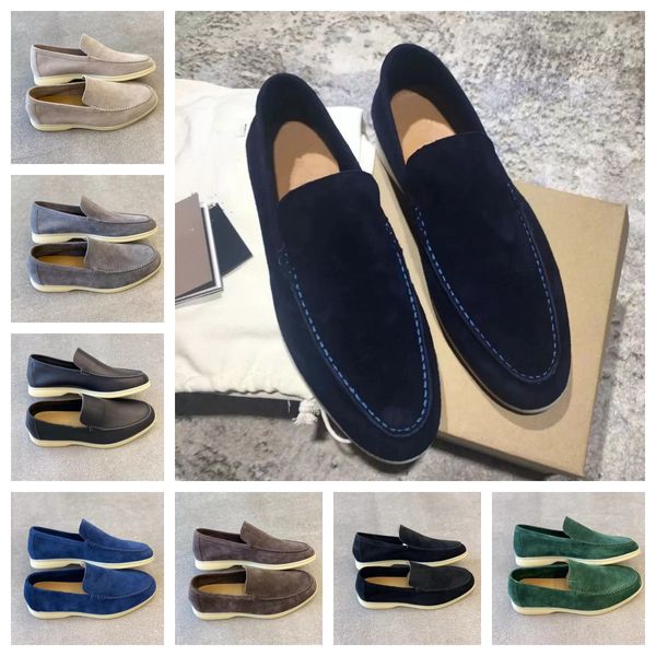 LORO Piano New Shoes 23SS Suede couro Mens Casual temporada LP Sapatos de caminhada piana Sapatos de luxo de luxo Nubuck Lock Designer Flats Slip-On Tassel Shoe Grande Tamanho Grande 36-46