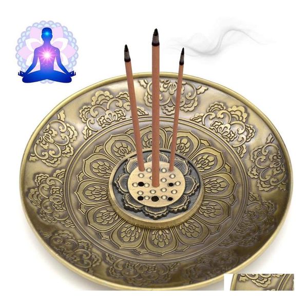 Titulares de vela Incense Stick Stick Brass Insense Burner com apanhador de cinzas para meditação Fragrância do escritório em casa ioga XB1 Drop entrega DH5DT