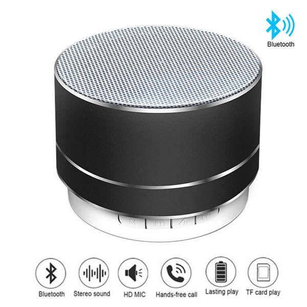 Alto -falantes portáteis Subwoofer ao ar livre Mini -alto -falante portátil FM Radio Music Sound Box Aluminum Lelly Wireless Speaker Z0317