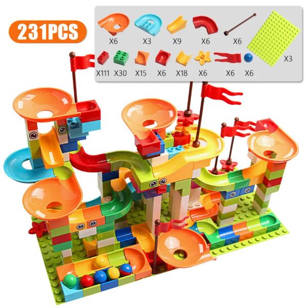 Blocks clássico Big Blocks Toys Marble Race Run Building Building com Maze Ball Race Track For Kids Boys Girls Aniversário Presente de Natal