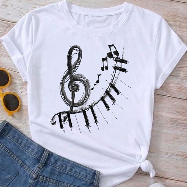 Frauen T-Shirts Mode Kleidung Sommer Tee Musik Liebe süße 90er Damen Cartoon Kleidung Kurzarm Grafik Shirt Frauen T-Shirt Frauen Top