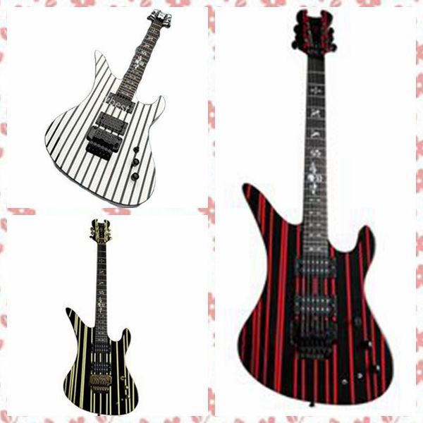 Synyster Gates Custom-S E-Gitarre, Korpus im Nadelstreifen-Stil, importierte Hardware