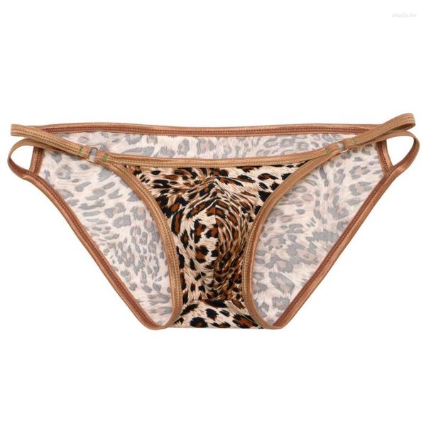 Mutande Biancheria intima da uomo sexy Slip Bikini con stampa leopardata Mutandine maschili traspiranti Slip gay Homme K-12