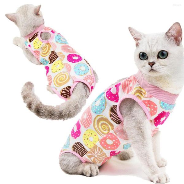 Trajes de gato traje de esterilização de lazer para roupas pós -parto algodão confortável anti -lamber as roupas de camiseta para gatinho