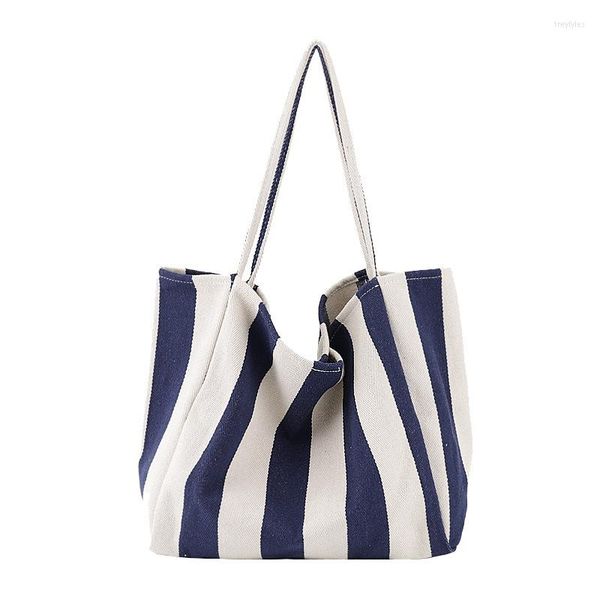 Bolsas de noite sacola de lona feminino ombro listrado vintage holsa de tecido grande bolso mujer feminino casual grande compras por atacado