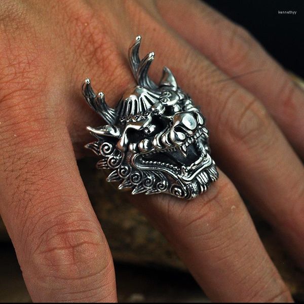 Кластерные кольца 925 Стерлинговые серебряные драконы Кольцо Кольцо пальца для мужчин Регулируемая размер винтажные тайские модные украшения подарки на день рождения подарки