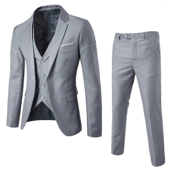 Abiti da uomo abiti da sposa uomo coreano slim business da 3pc giacca pantaloni formali smoking da smoking a maniche lunghe da gentiluomo