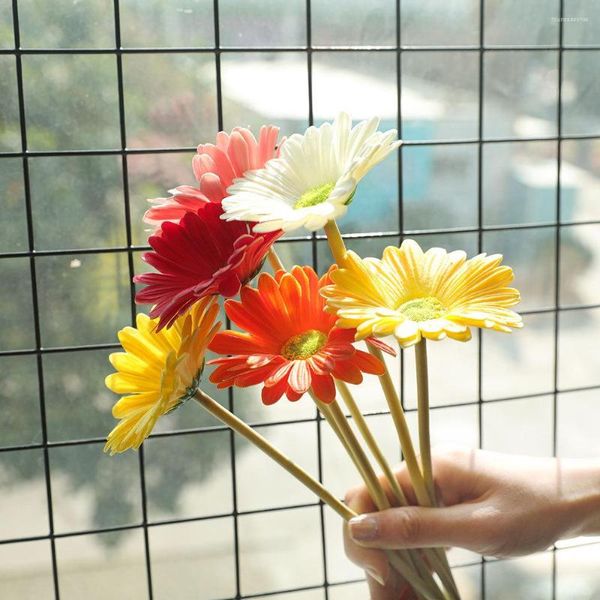 Fiori decorativi Gerbera artificiale Materiali in PU Ghirlanda fai-da-te Fiorista Falso per accessori per la casa del ramo di fiori di nozze