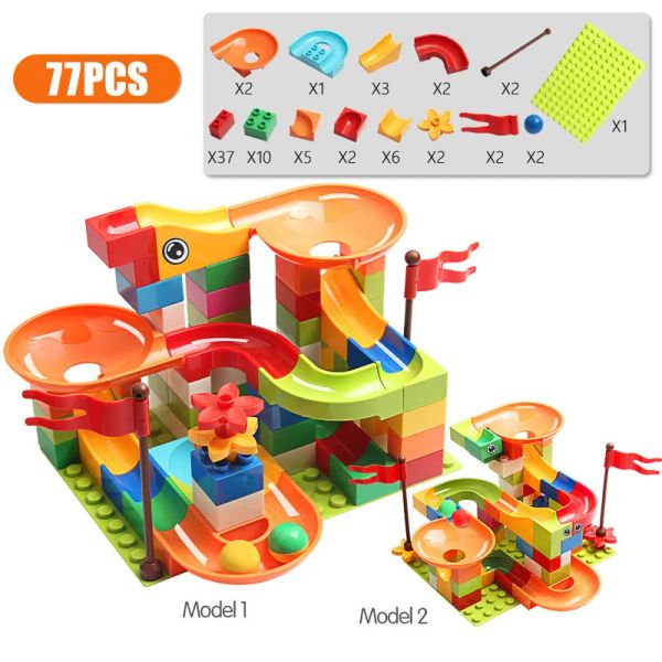 2023 Bricks Blocks clássicos Big Blocks Toys Marble Race Run Building Building com Maze Ball Race Track For Kids Boys Girls Aniversário Presente de Natal