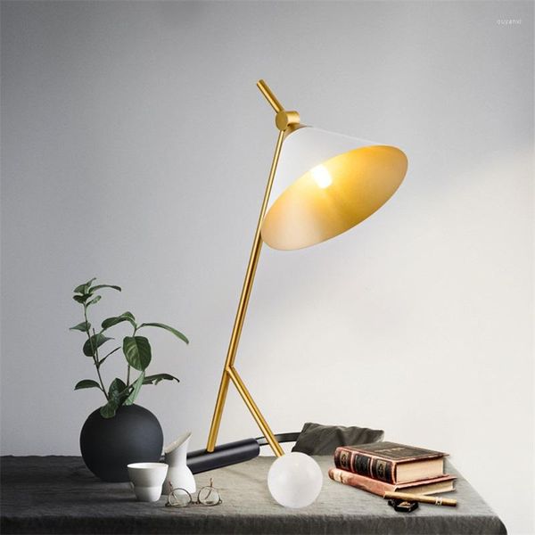 Tischlampen OURFENG Modernes Lampendesign Weißer Marmorsockel Schreibtischleuchte Home Nachttisch LED Dekorativ für Schlafzimmer Foyer Arbeitszimmer Büro