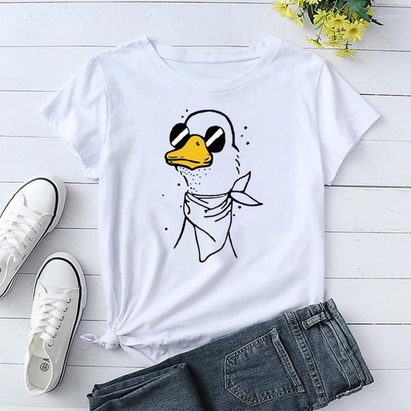 Женские футболки Trats Sunglass Duck 2023 Смешные мужчины Мода Летняя уличная одежда прохладная с коротким рукавом Harajuku свободные топа