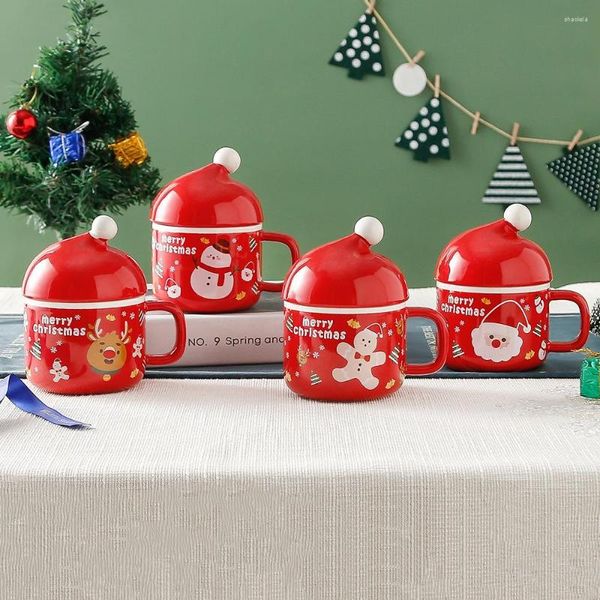 Tazze Tazza da caffè in ceramica natalizia Babbo Natale Pupazzo di neve Colazione Latte Tazza da tè Bevanda Acqua Regali Bicchieri per feste