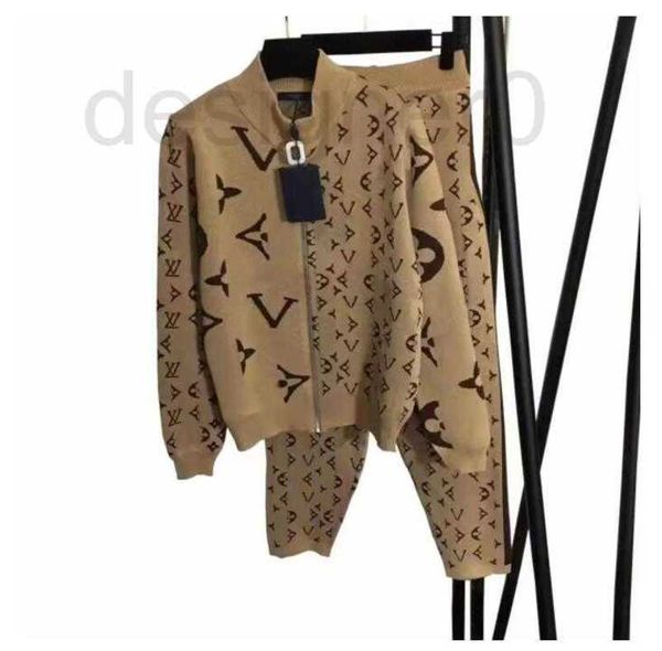 Kadınların Trailtsits Tasarımcı Örgü Zip Carks Pants Suit 2pcs Setleri Lüks Ceket Ceket Kadın Günlük Kazak Pantolon Takım Ufi8