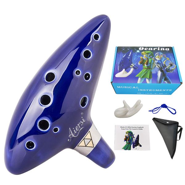 Müzik Aletleri Aiersi 12 Delik Ocarina Seramik Alto C Efsanesi Ocarina Flüt Müzik Enstrümanı