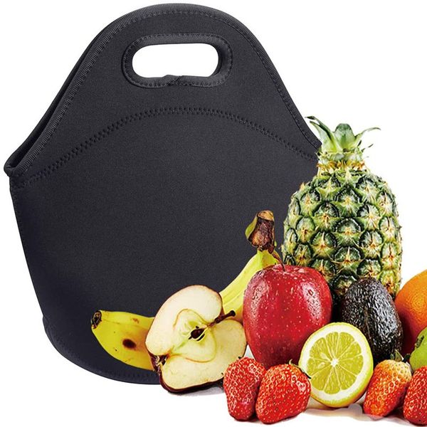 SUBlimação em branco Branco e preto lancheiras Transferência de calor Bolsa de bento com isolamento com zíper Bola de neoprene bolsa isolada DIY Gift School Home Exp B5