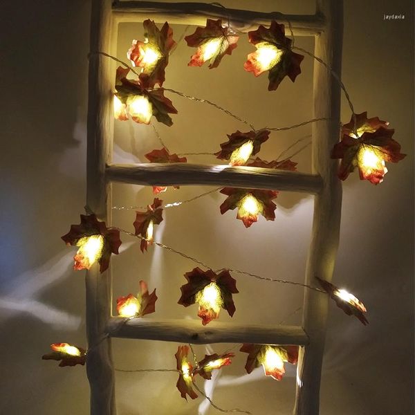Dekoratif çiçekler LED ışık yapay sonbahar yaprakları dekorasyon parlayan sıcak beyaz sonbahar asma duvar asılı bahçe dekor
