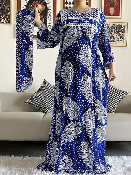 Ethnische Kleidung Stil African Dashiki Print Langarm Lose Baumwolle Elegante Frauen Abaya Kleid Sommer Maxi Casual Kleider Vestidos 230317
