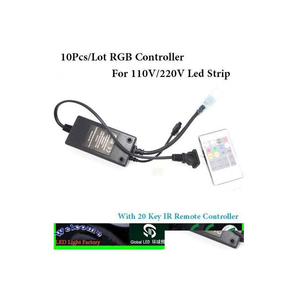 2016 RGB-Controller Praktische 20-Tasten-Infrarot-Hochspannungs-IR-Fernbedienung für 220 V / 110 V 3528/5050 LED-Streifenlicht Drop Delivery L Dhoru