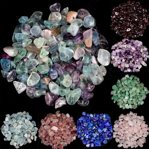 Natürliche Chips Kies Stein Perlen Unregelmäßige Grüne Fluorit Amethysten Granat Perlen Für Schmuck Machen DIY Armband Halskette Zubehör