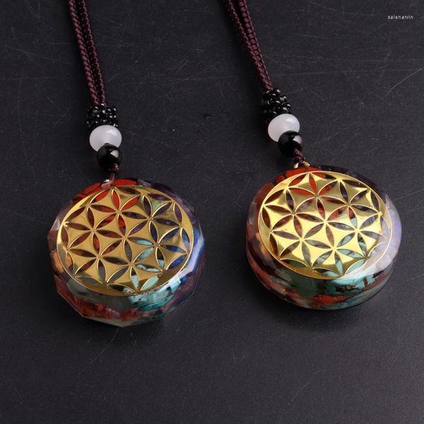 Correntes 12pcs Chakra de energia Pingente de energia colares de pedra natural Orgonita Pendulum Charm Jewelry para homens